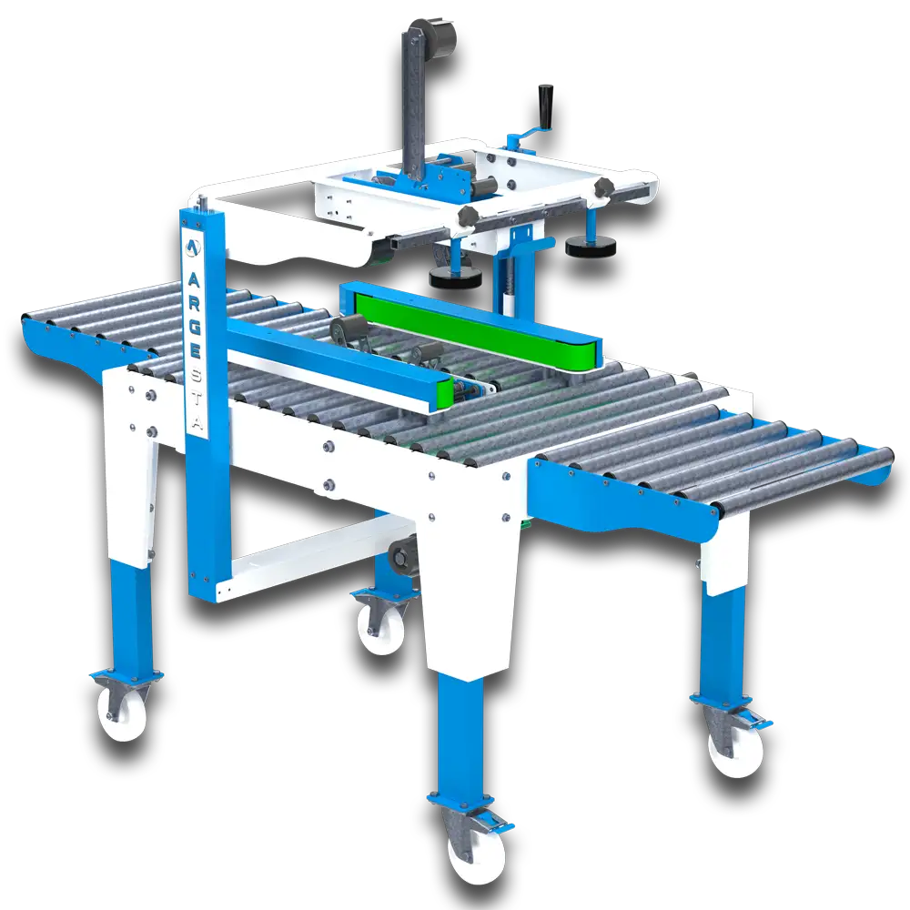 Argesta Yan konveyörlü koli bantlama makinesi
