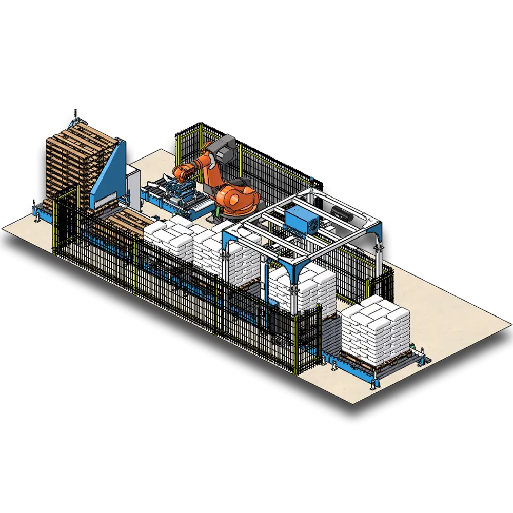 Robotik palet istifleme hattı