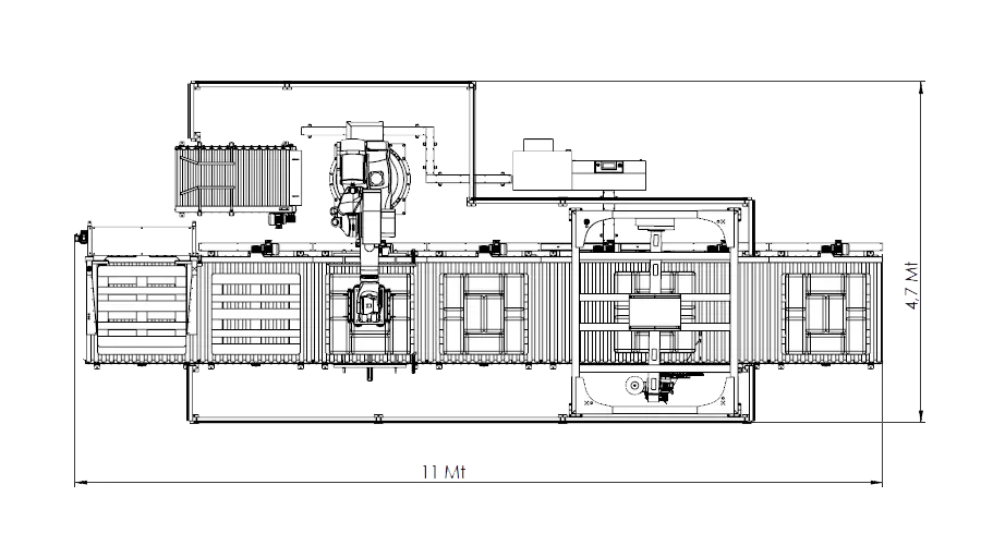 Robotik palet istifleme hattı teknik yerleşim